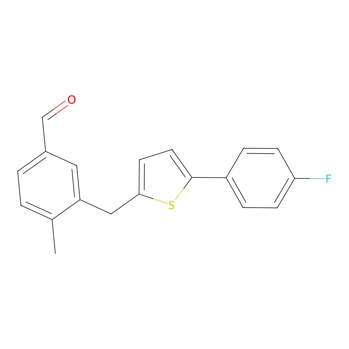 3-((5-(4-Fluorophenyl)thiophen-2-yl)methyl)-4-methylbenzaldehyde molecular structure, CAS 2443502-91-6