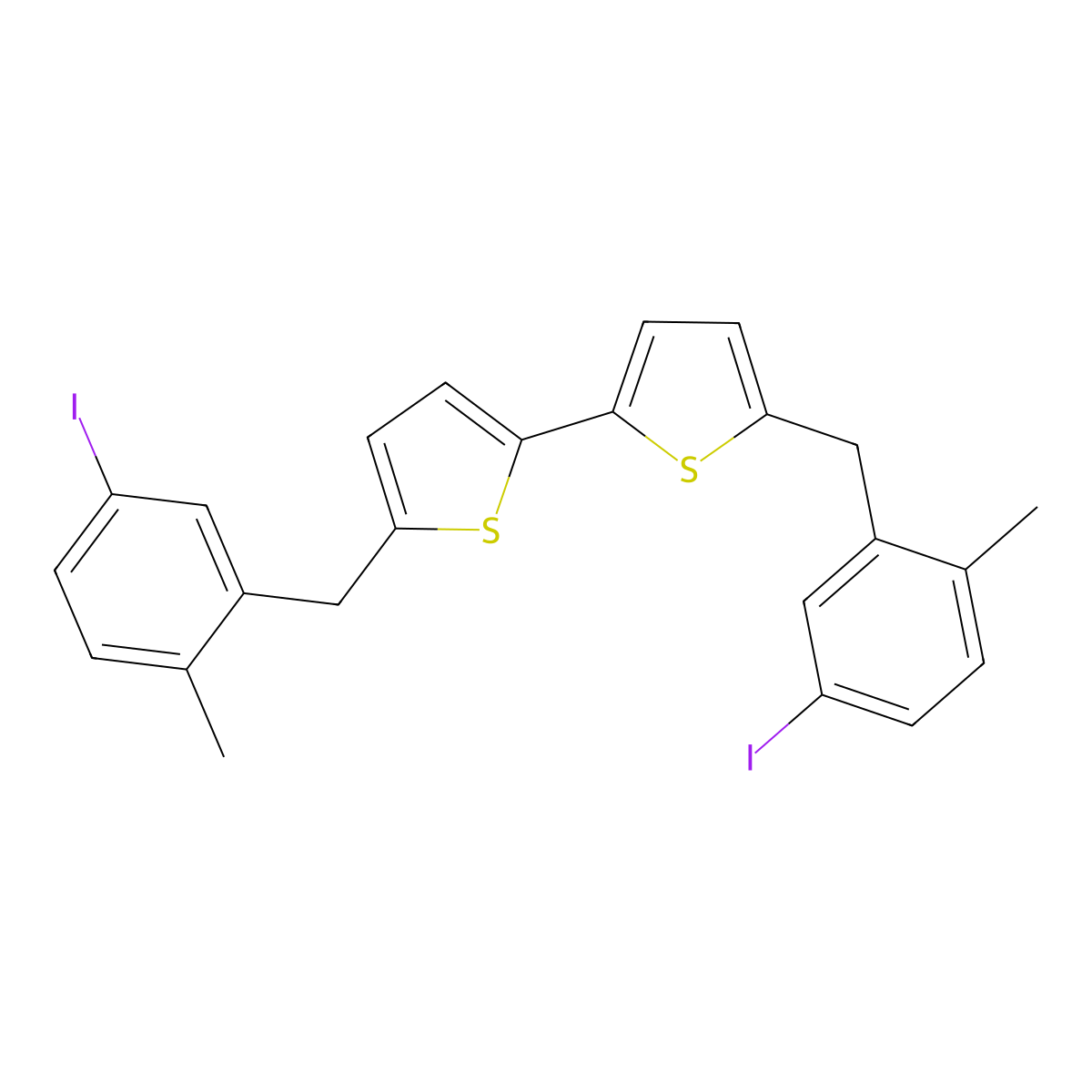 5,5'-Bis(5-iodo-2-methylbenzyl)-2,2'-bithiophene molecular structure, CAS 2443735-82-6