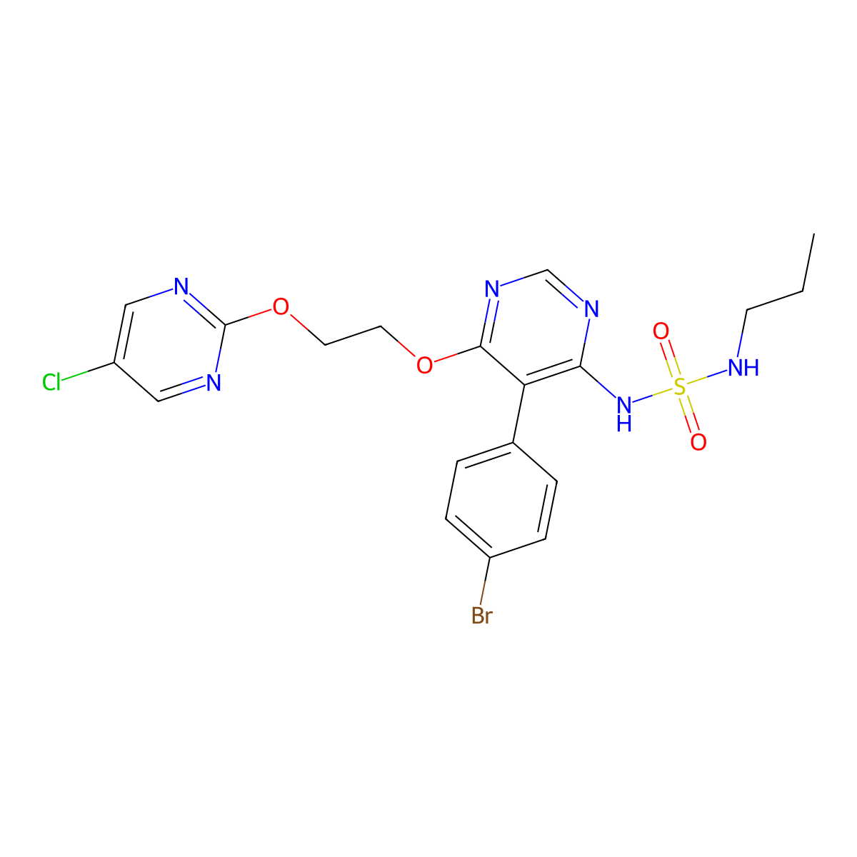 N-[5-(4-Bromophenyl)-6-[2-[(5-chloro-2-pyrimidinyl)oxy]ethoxy]-4-pyrimidinyl]-N'-propylsulfamide molecular structure, CAS 2443747-63-3