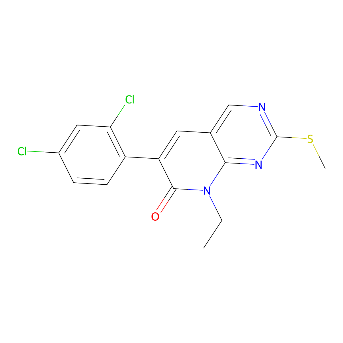 6-(2,4-dichlorophenyl)-8-ethyl-2-(methylthio)pyrido[2,3-d]pyrimidin-7(8H)-one molecular structure, CAS 2443767-13-1