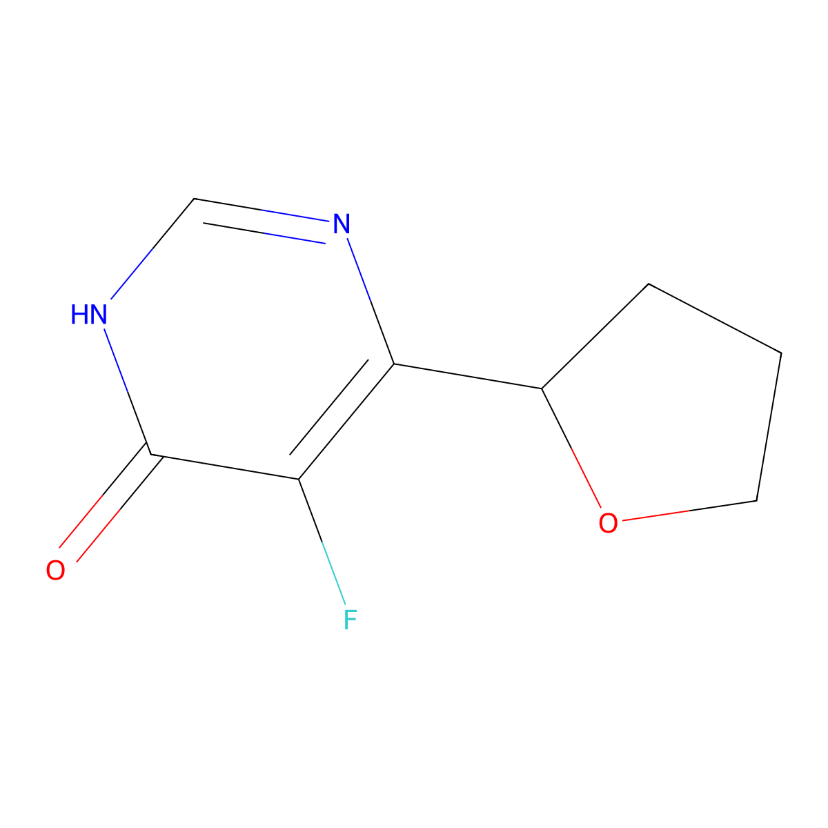 5-Fluoro-6-(oxolan-2-yl)-3,4-dihydropyrimidin-4-one molecular structure, CAS 2443844-02-6