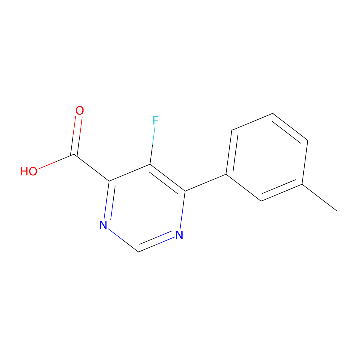 5-Fluoro-6-(3-methylphenyl)pyrimidine-4-carboxylic acid molecular structure, CAS 2443870-93-5