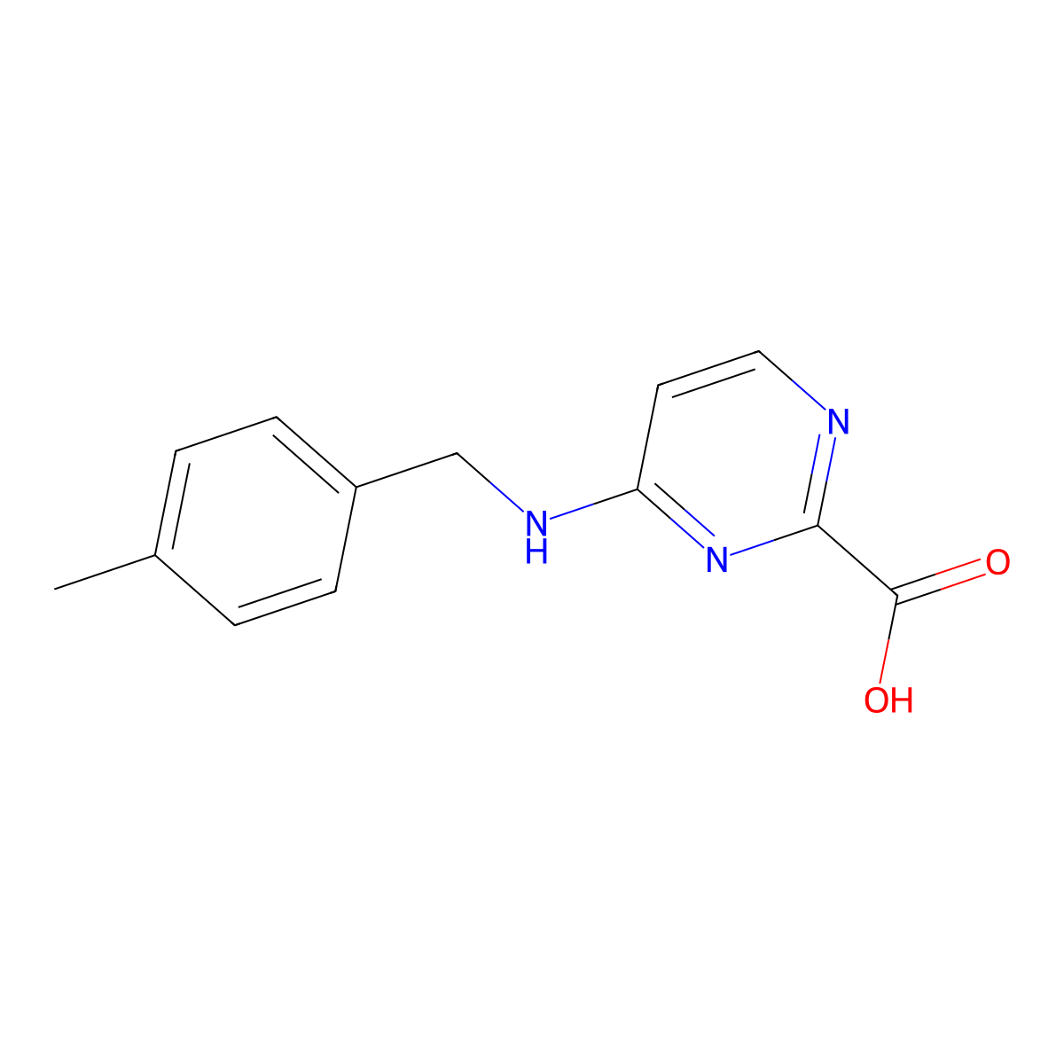 4-{[(4-Methylphenyl)methyl]amino}pyrimidine-2-carboxylic acid molecular structure, CAS 2443872-97-5