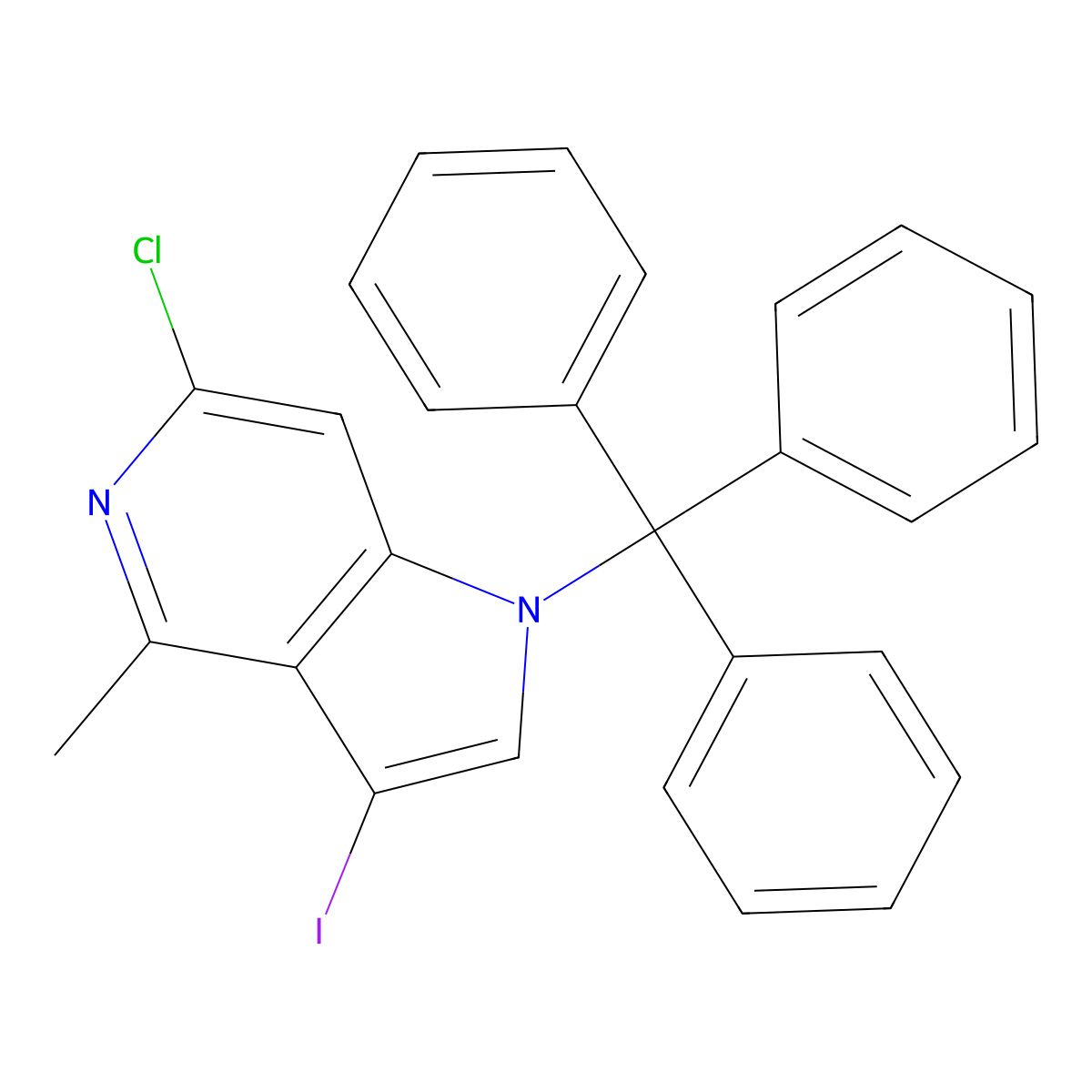 6-Chloro-3-iodo-4-methyl-1-trityl-1H-pyrrolo[3,2-c]pyridine molecular structure, CAS 2443909-96-2