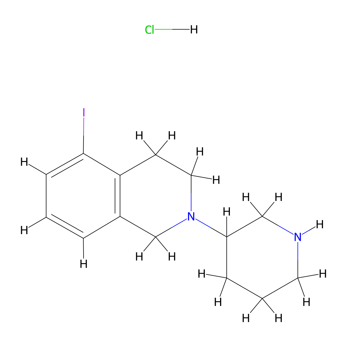 5-Iodo-2-(piperidin-3-yl)-1,2,3,4-tetrahydroisoquinoline hydrochloride molecular structure, CAS 2443909-99-5