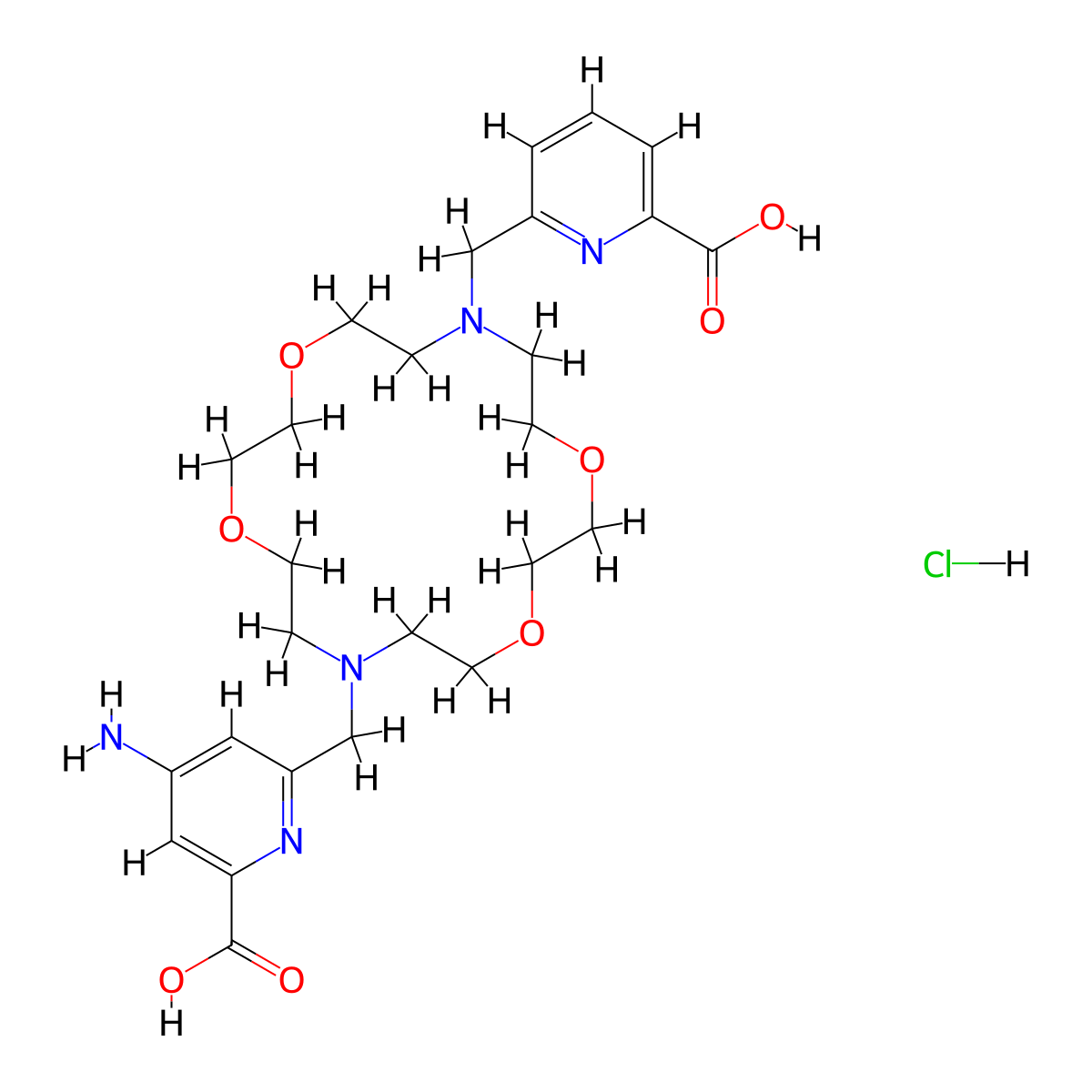 Macropa-NH2 hydrochloride molecular structure, CAS 2443966-86-5