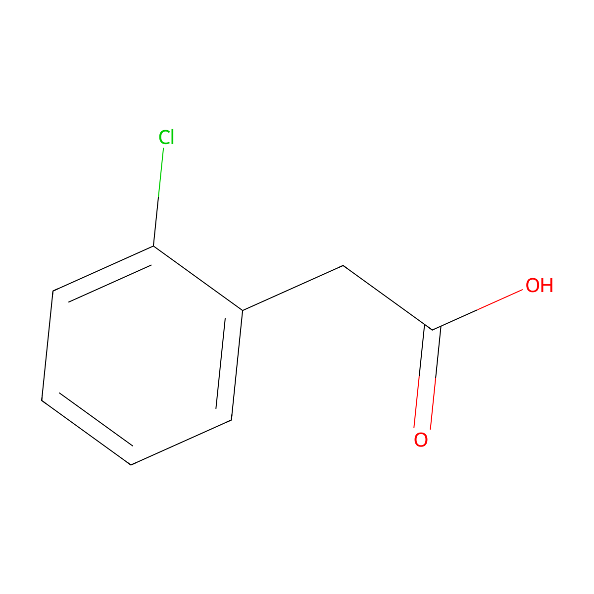 o-Chlorophenylacetic acid molecular structure, CAS 2444-36-2
