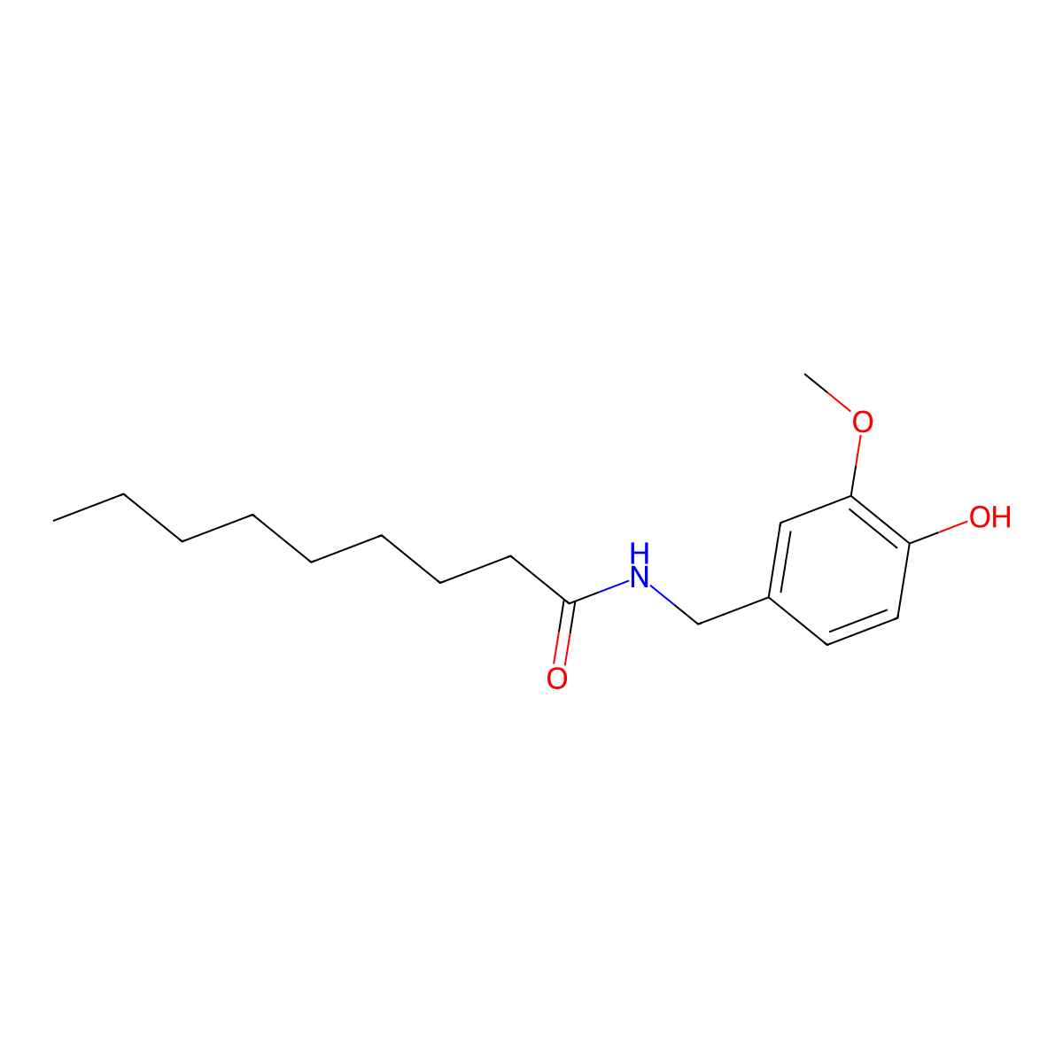 Nonivamide molecular structure, CAS 2444-46-4