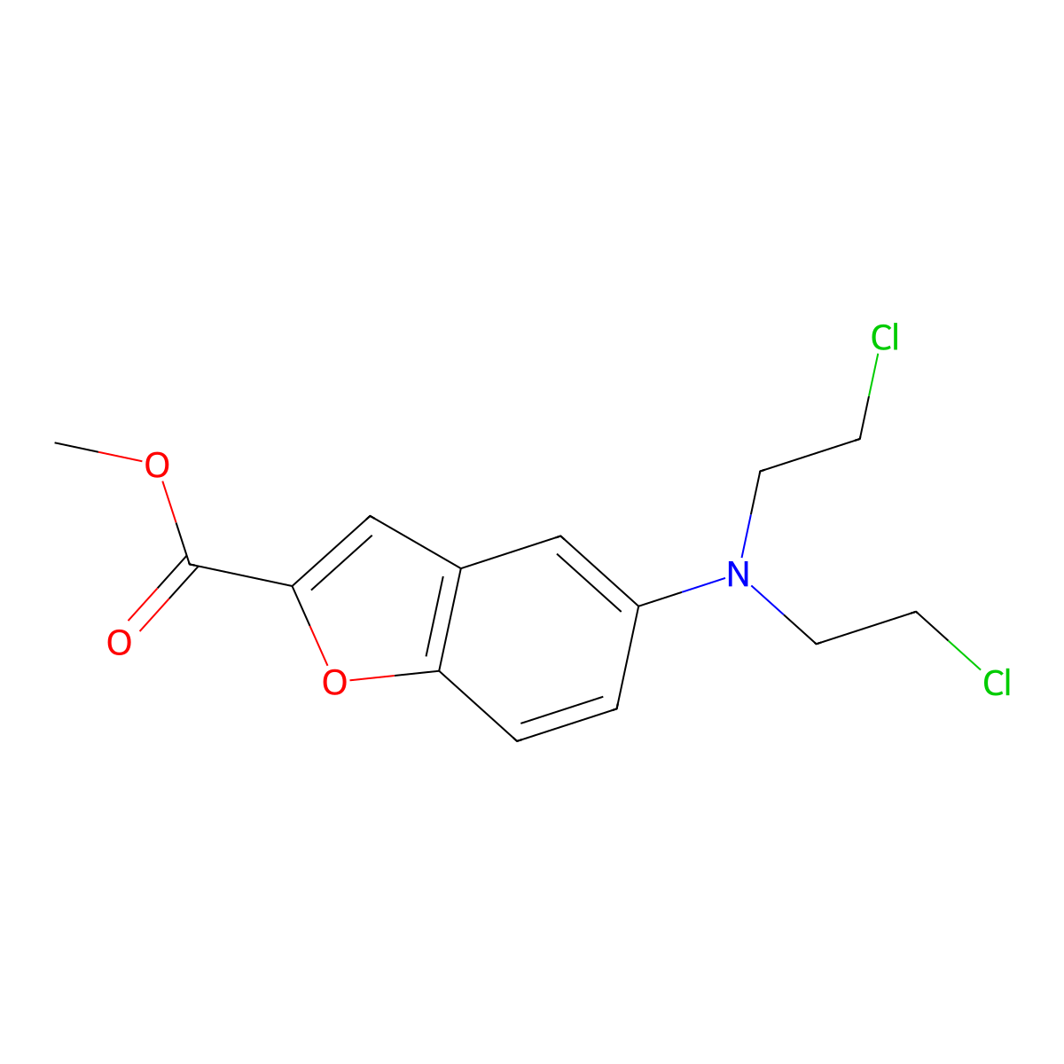 Methyl 5-(bis(2-chloroethyl)amino)benzofuran-2-carboxylate molecular structure, CAS 2444009-20-3