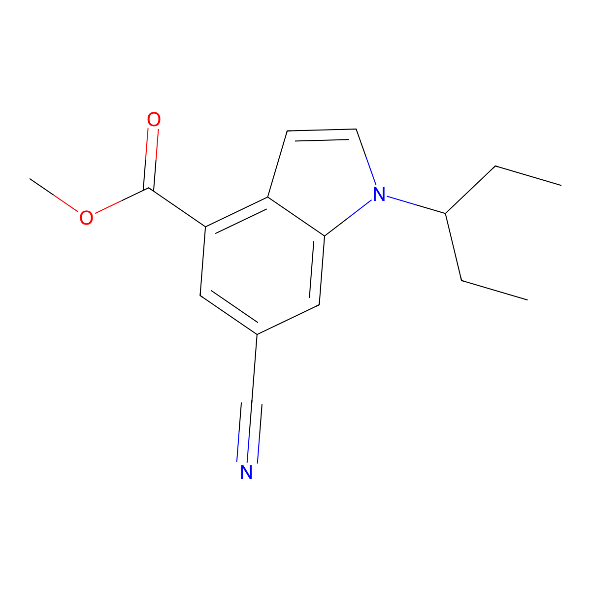methyl 6-cyano-1-(pentan-3-yl)-1H-indole-4-carboxylate molecular structure, CAS 2444009-48-5