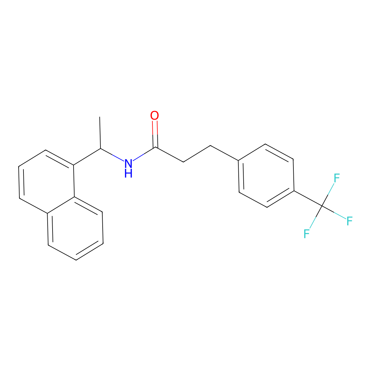 (R)-N-(1-(naphthalen-1-yl)ethyl)-3-(4-(trifluoromethyl)phenyl)propanamide molecular structure, CAS 2444009-88-3