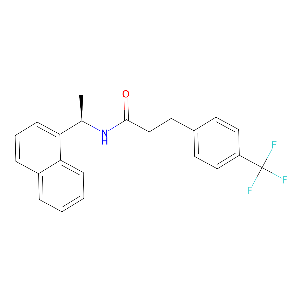 (R)-N-(1-(naphthalen-1-yl)ethyl)-3-(4-(trifluoromethyl)phenyl)propanamide molecular structure, CAS 2444009-88-3