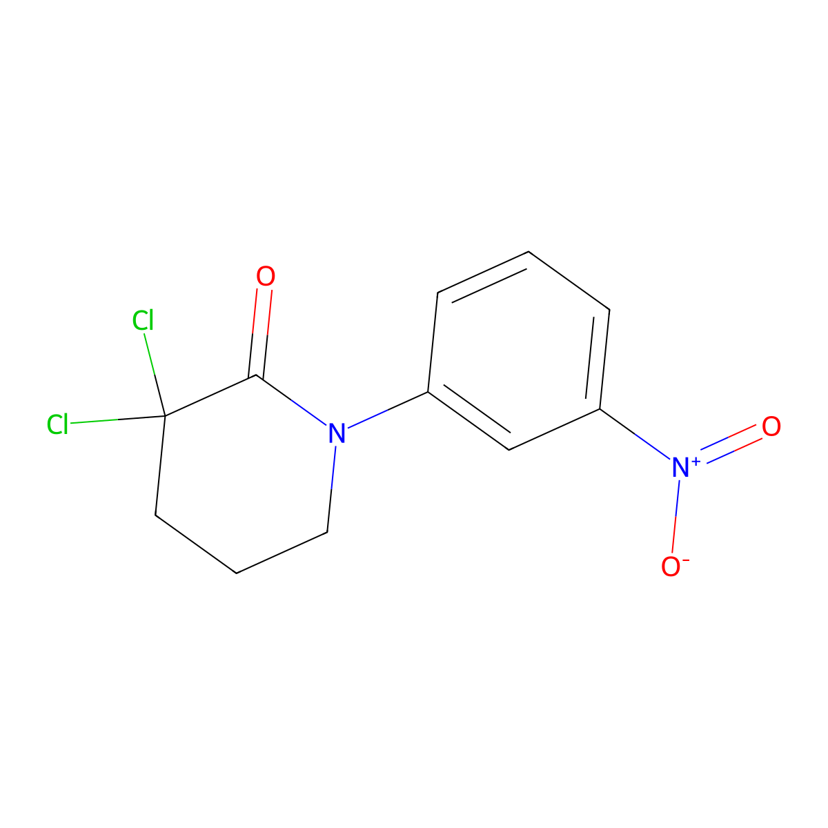 3,3-Dichloro-1-(3-nitrophenyl)piperidin-2-one molecular structure, CAS 2444010-14-2