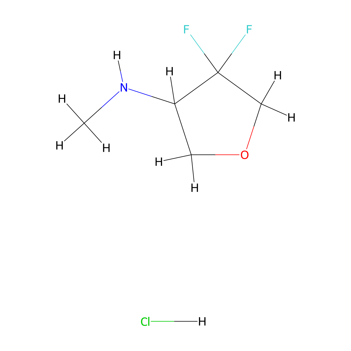 4,4-difluoro-N-methyloxolan-3-amine hydrochloride molecular structure, CAS 2444012-12-6