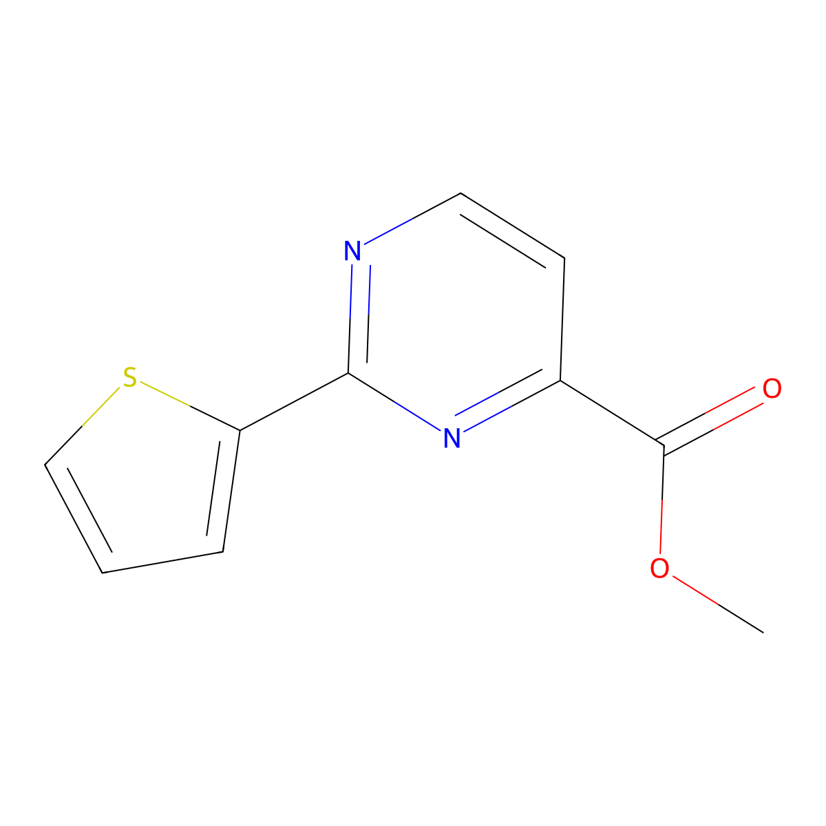 Methyl 2-(thiophen-2-yl)pyrimidine-4-carboxylate molecular structure, CAS 2444043-09-6