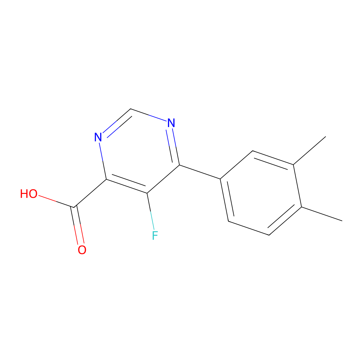 6-(3,4-Dimethylphenyl)-5-fluoropyrimidine-4-carboxylic acid molecular structure, CAS 2444044-78-2