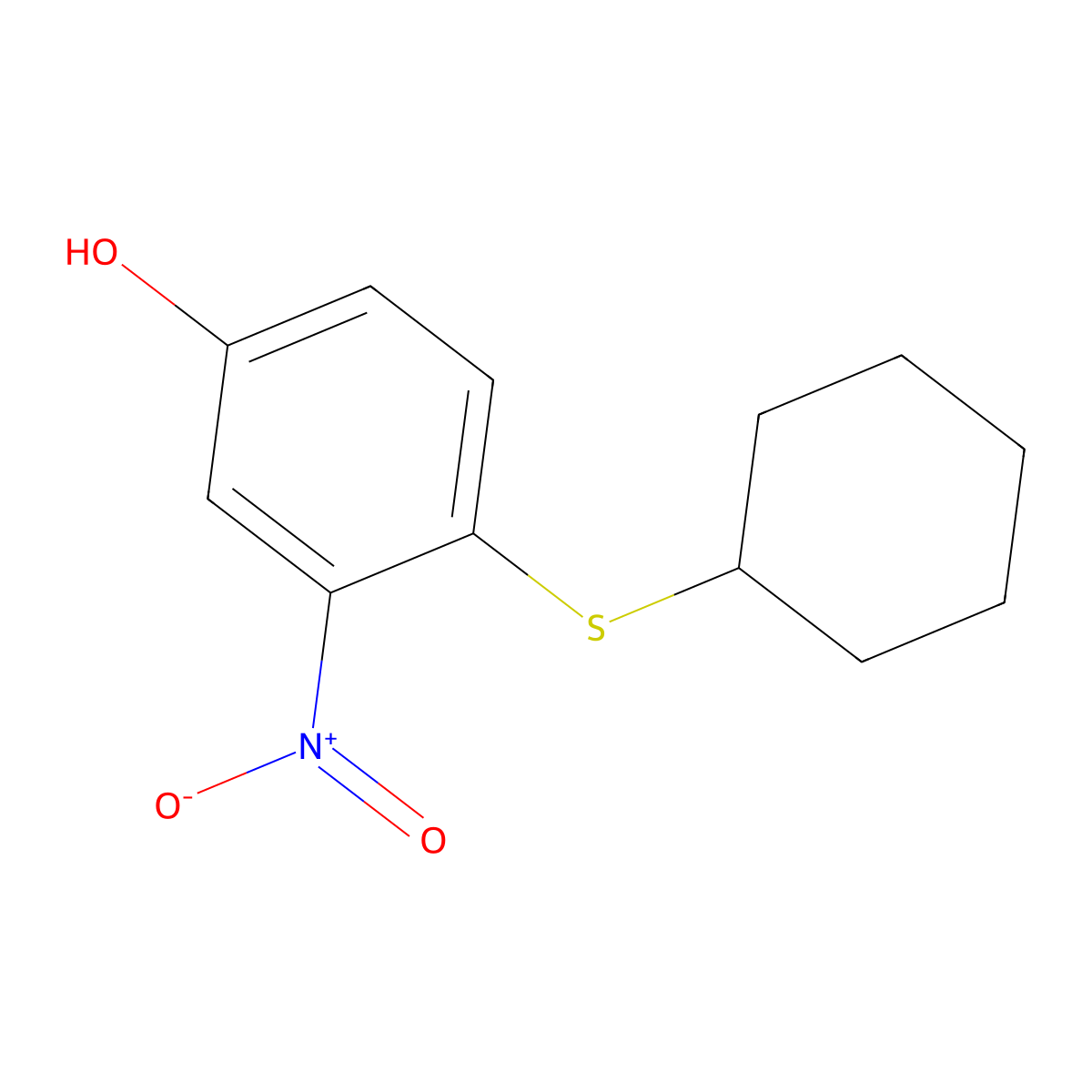 4-(Cyclohexylthio)-3-nitrophenol molecular structure, CAS 2444046-13-1