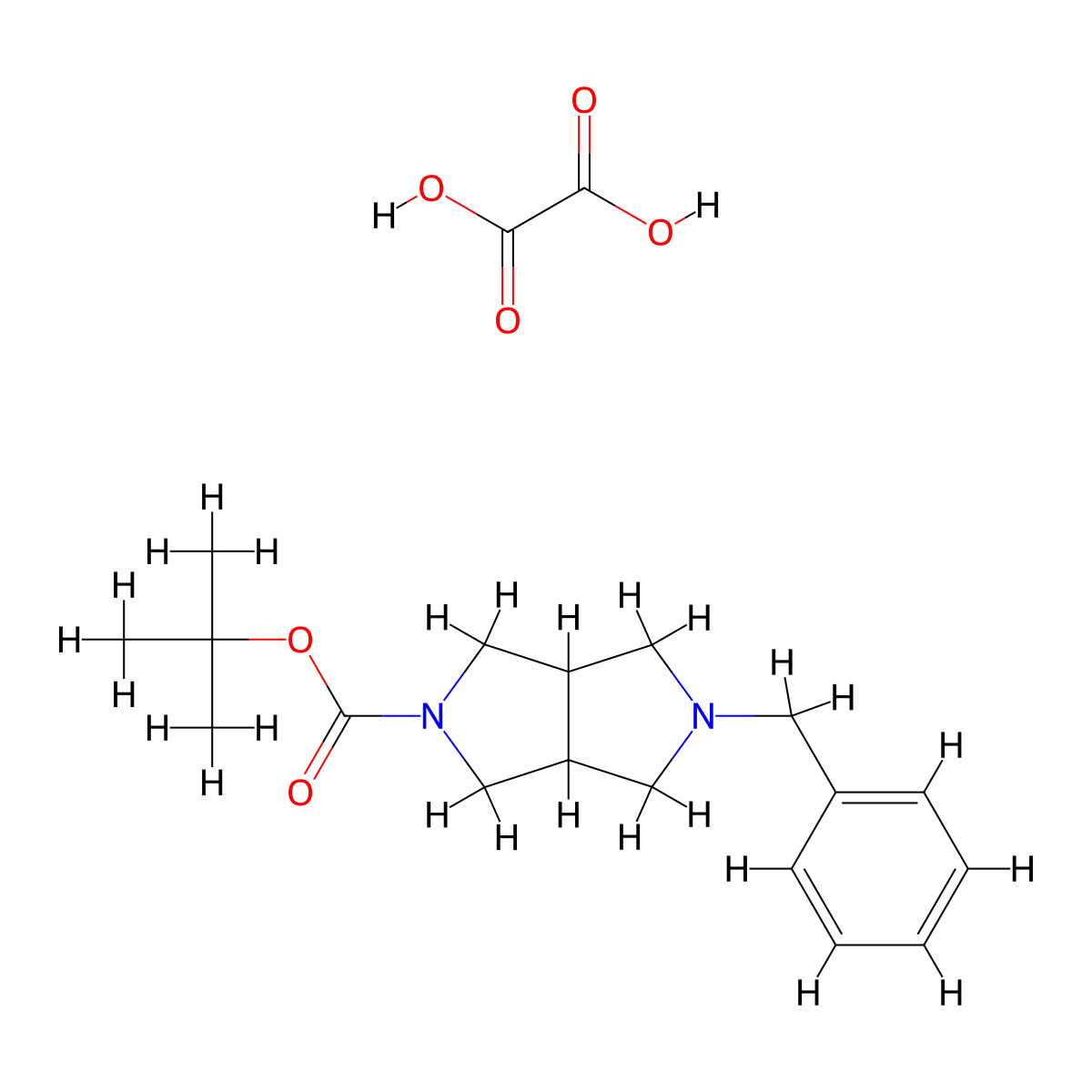 tert-Butyl 5-benzylhexahydropyrrolo[3,4-c]pyrrole-2(1H)-carboxylate oxalate molecular structure, CAS 2444046-27-7