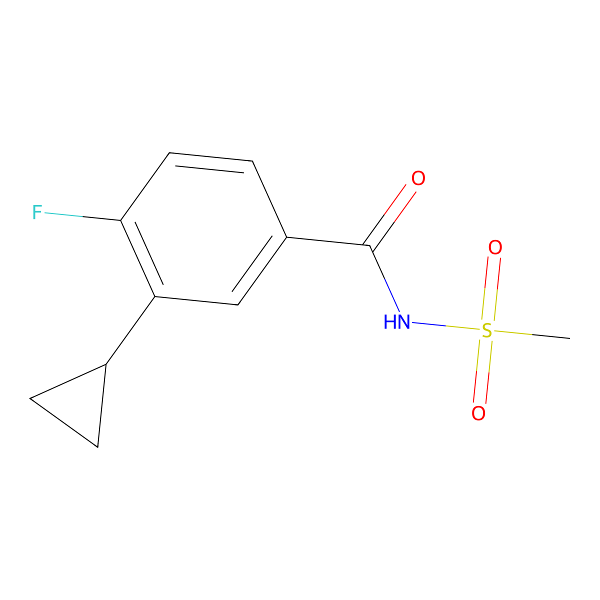 3-Cyclopropyl-4-fluoro-N-(methylsulfonyl)benzamide molecular structure, CAS 2444046-32-4