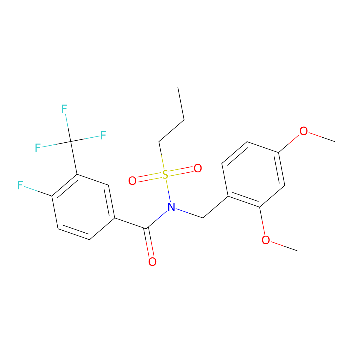 N-(2,4-dimethoxybenzyl)-4-fluoro-N-(propylsulfonyl)-3-(trifluoromethyl)benzamide molecular structure, CAS 2444046-39-1