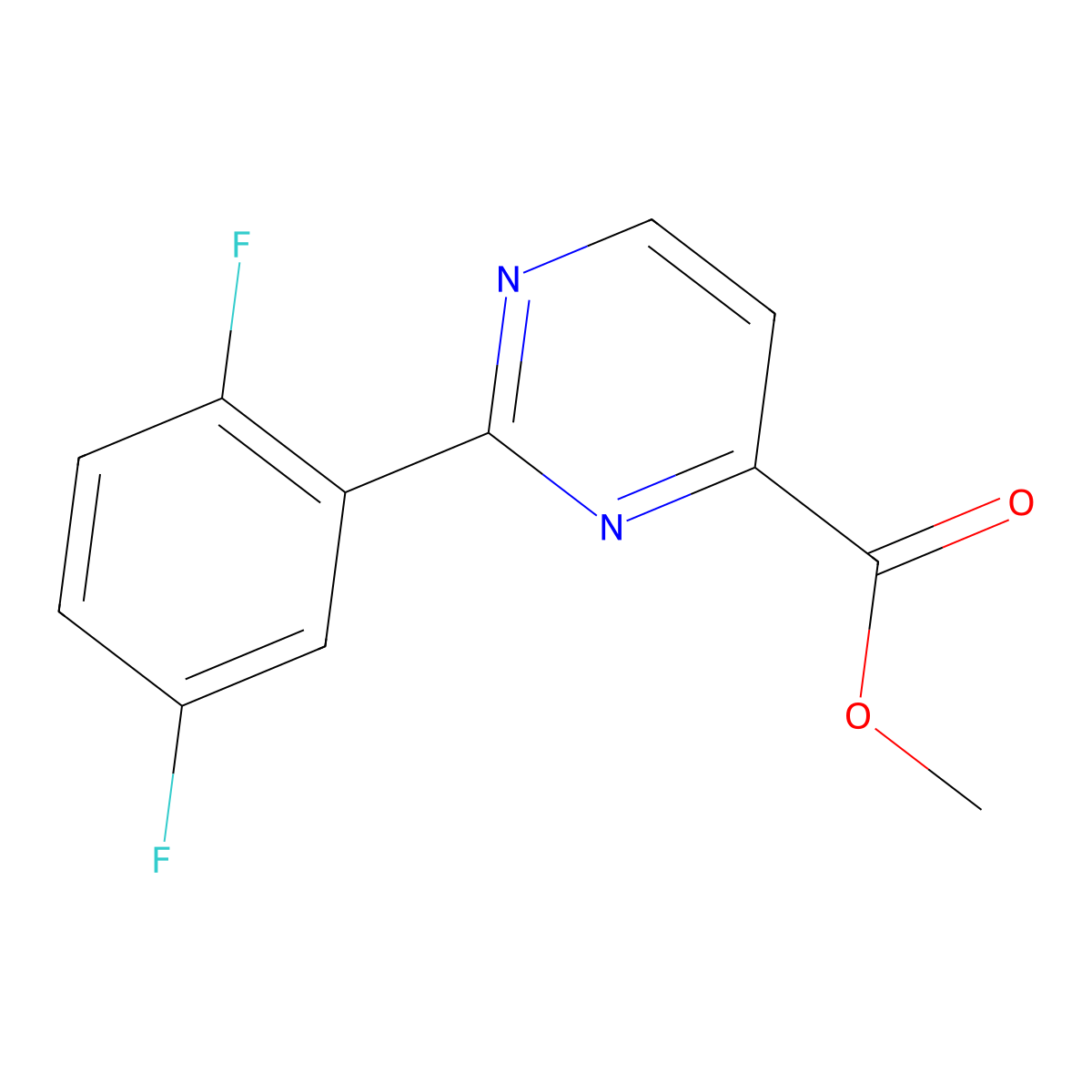 Methyl 2-(2,5-difluorophenyl)pyrimidine-4-carboxylate molecular structure, CAS 2444047-96-3