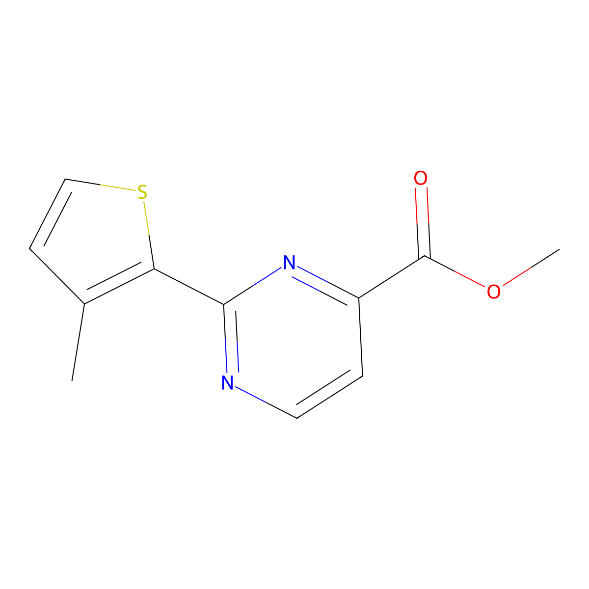 Methyl 2-(3-methylthiophen-2-yl)pyrimidine-4-carboxylate molecular structure, CAS 2444048-05-7