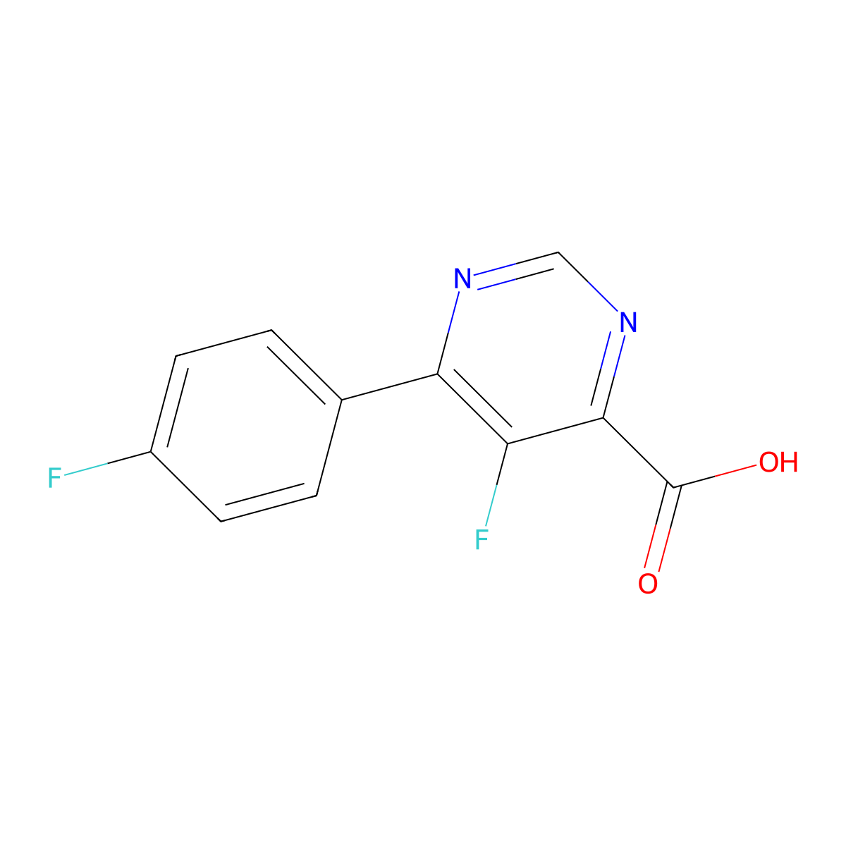 5-Fluoro-6-(4-fluorophenyl)pyrimidine-4-carboxylic acid molecular structure, CAS 2444082-79-3