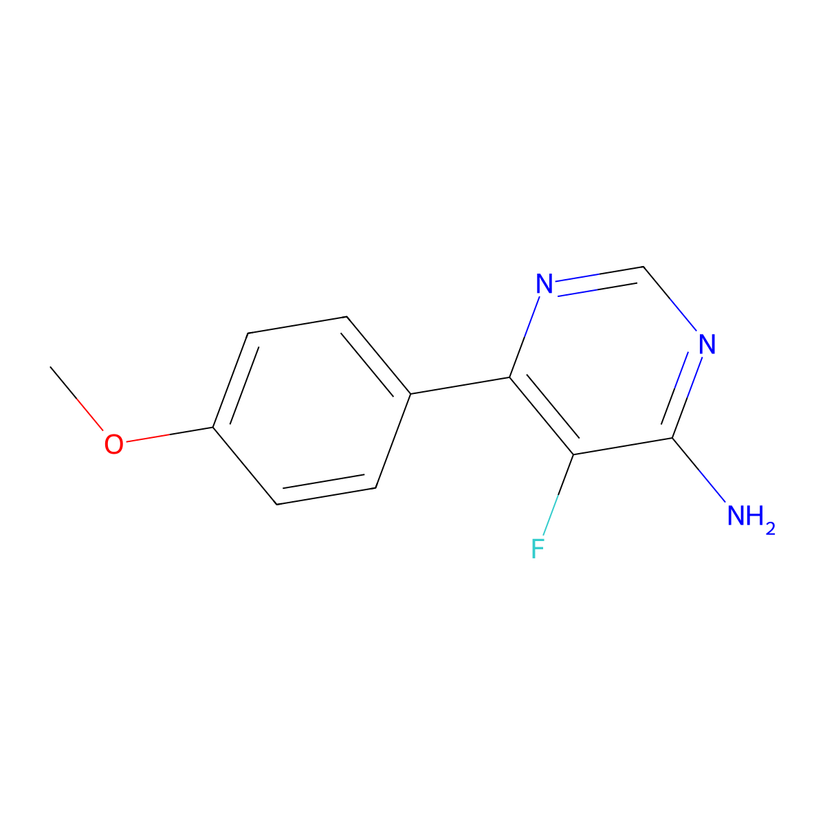 5-Fluoro-6-(4-methoxyphenyl)pyrimidin-4-amine molecular structure, CAS 2444083-16-1