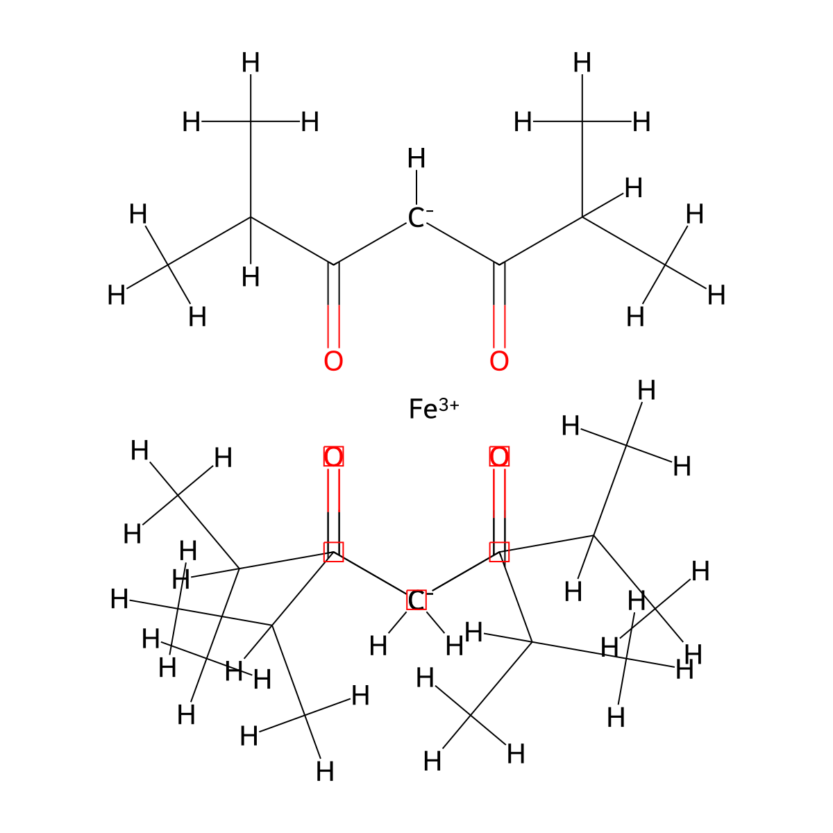 Iron tris(diisobutyrylmethane) , Fe(dibm)3 molecular structure, CAS 24444-72-2