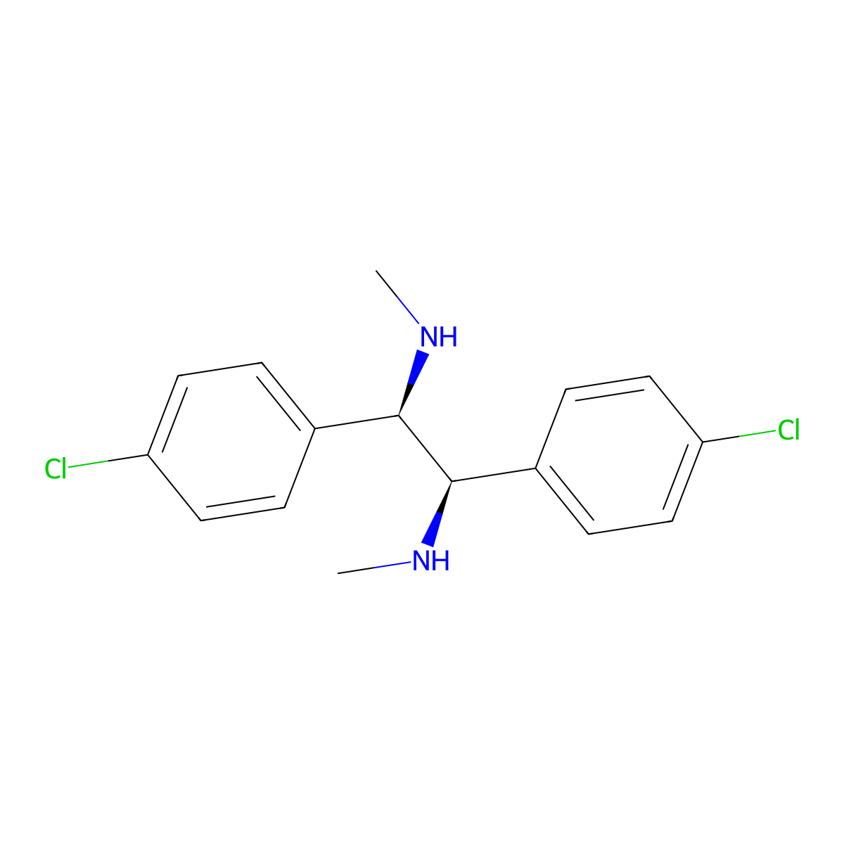 (1R,2R)-1,2-Bis(4-chlorophenyl)-N1,N2-dimethylethane-1,2-diamine molecular structure, CAS 2444430-59-3