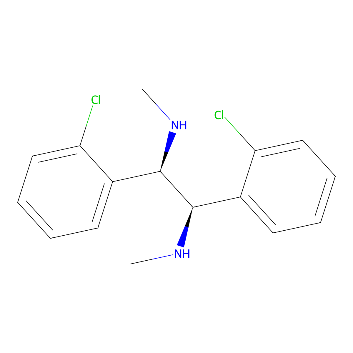 (1R,2R)-1,2-Bis(2-chlorophenyl)-N1,N2-dimethylethane-1,2-diamine molecular structure, CAS 2444430-73-1
