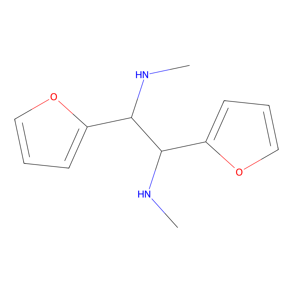 (1S,2S)-1,2-Di(furan-2-yl)-N1,N2-dimethylethane-1,2-diamine molecular structure, CAS 2444430-90-2