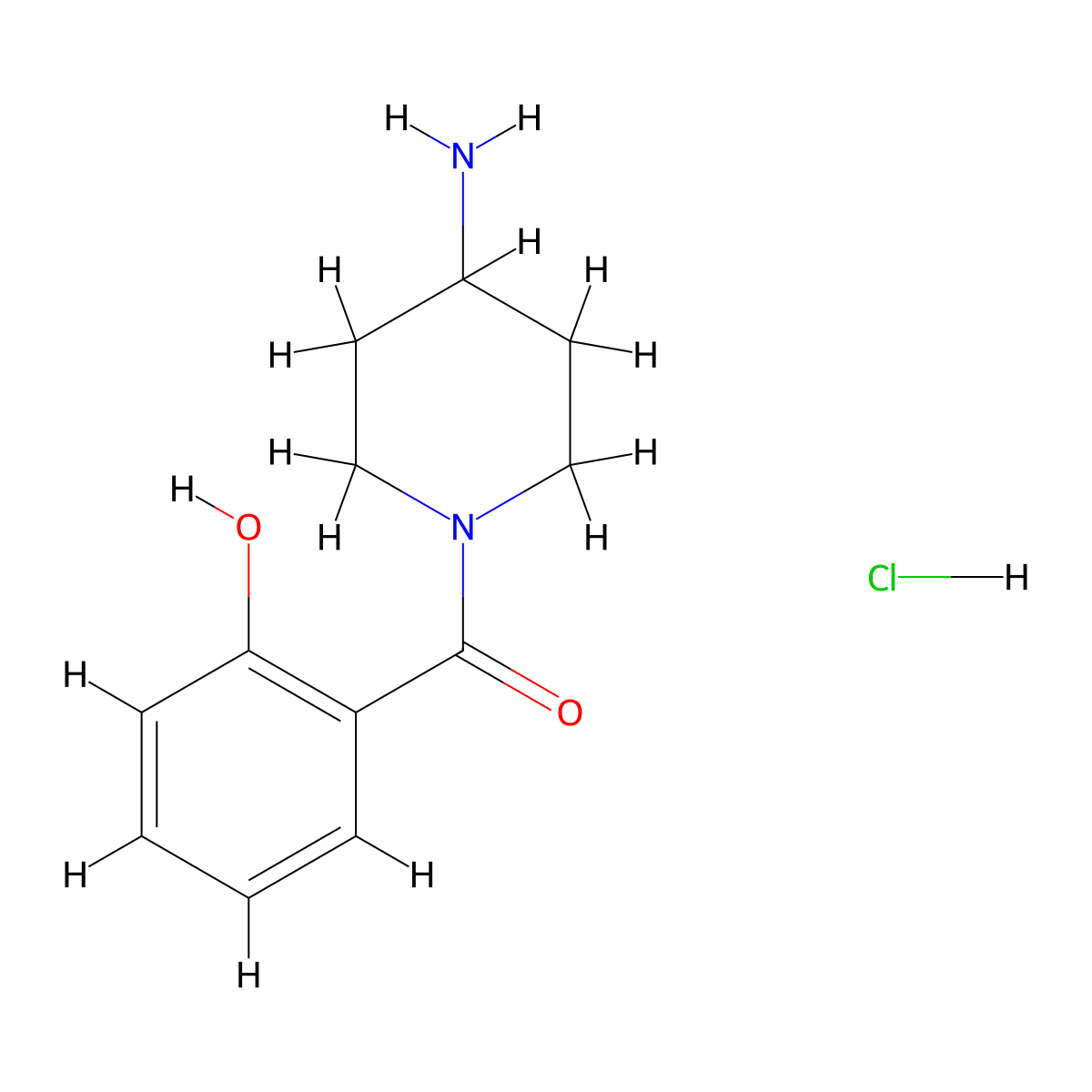 (4-Aminopiperidin-1-yl)(2-hydroxyphenyl)methanone hydrochloride molecular structure, CAS 2444551-44-2