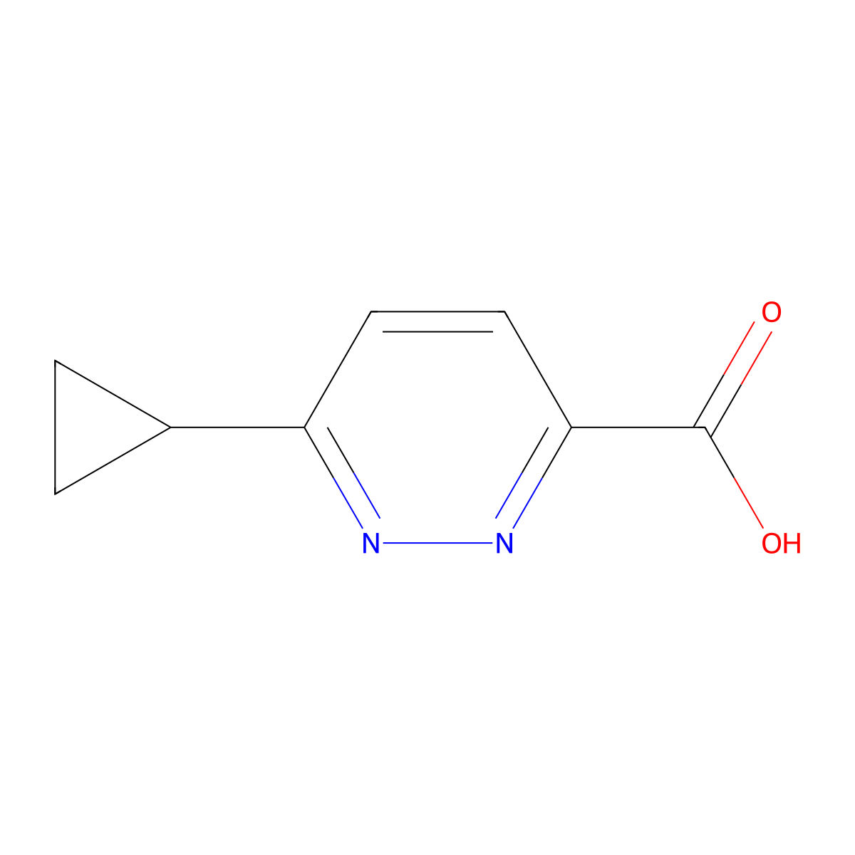 6-Cyclopropylpyridazine-3-carboxylic acid molecular structure, CAS 2444578-01-0
