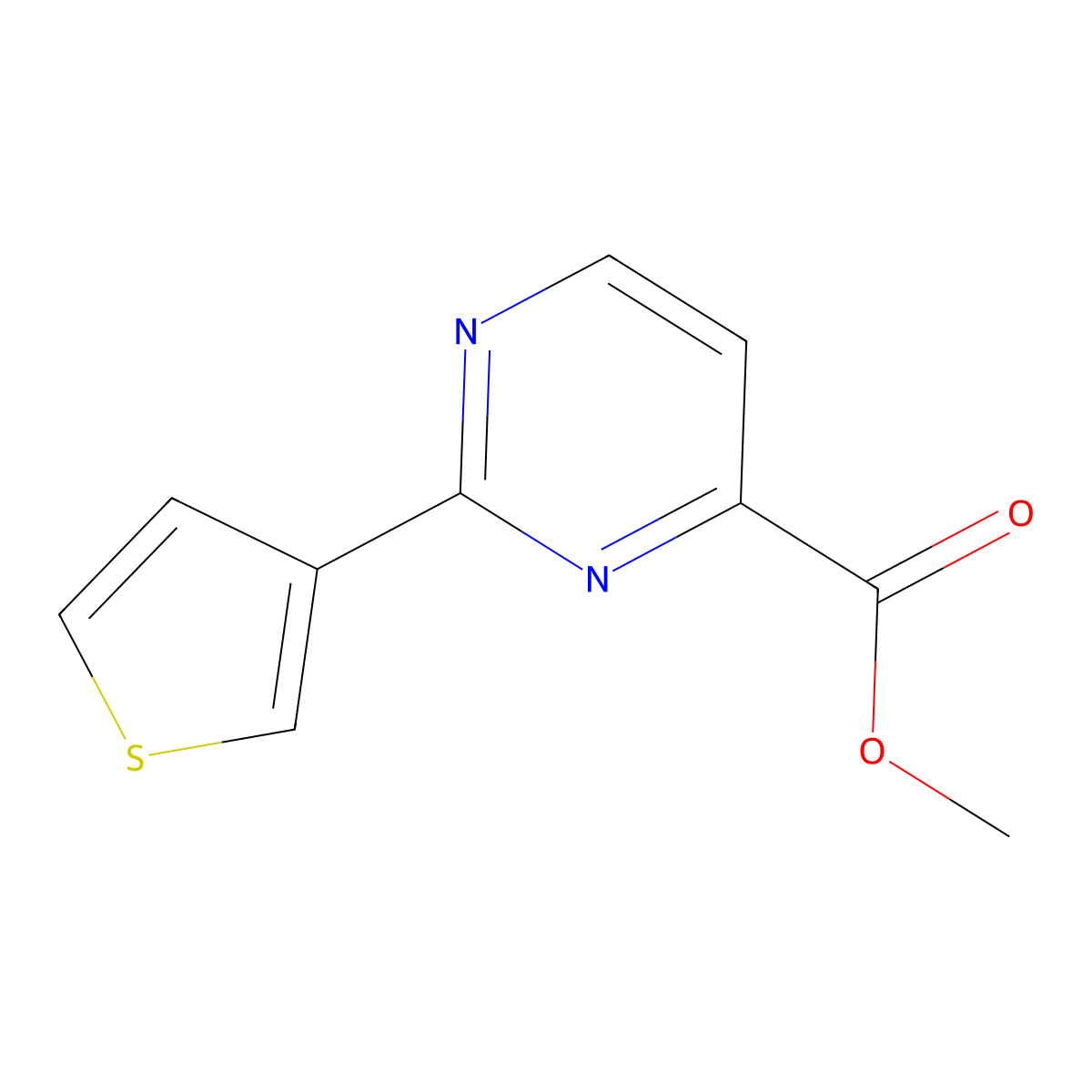Methyl 2-(thiophen-3-yl)pyrimidine-4-carboxylate molecular structure, CAS 2444596-48-7