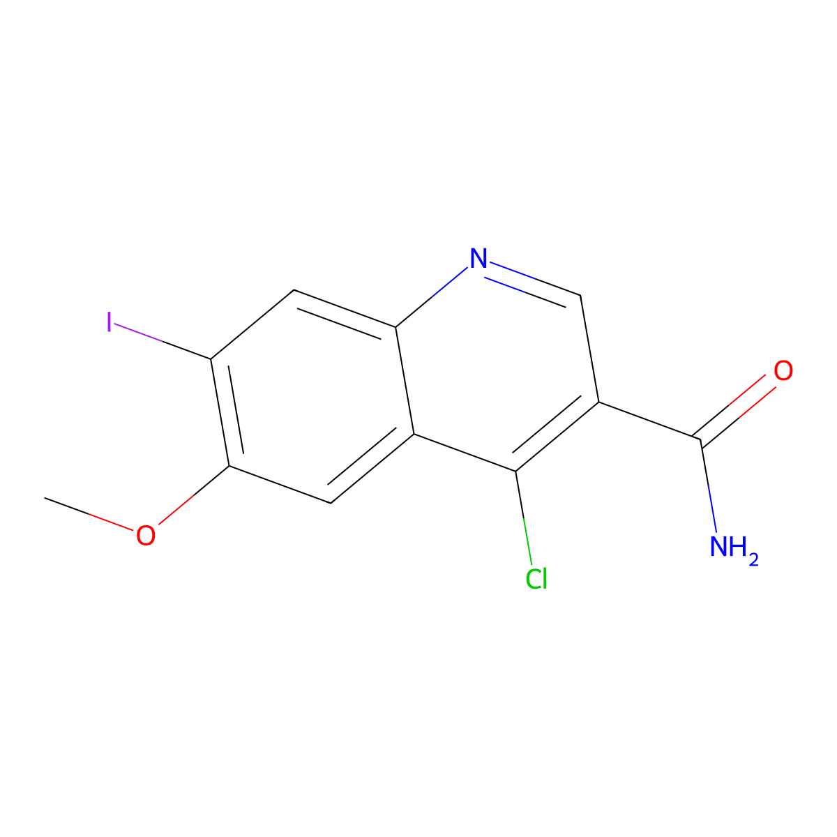 4-Chloro-7-iodo-6-methoxyquinoline-3-carboxamide molecular structure, CAS 2444608-40-4