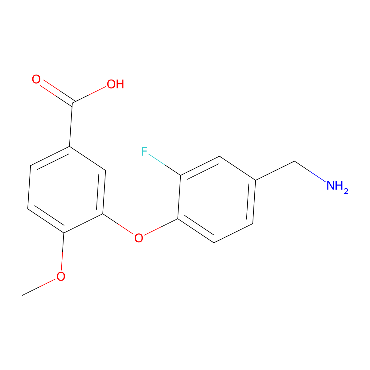 3-[4-(Aminomethyl)-2-fluorophenoxy]-4-methoxybenzoic acid molecular structure, CAS 2444608-46-0