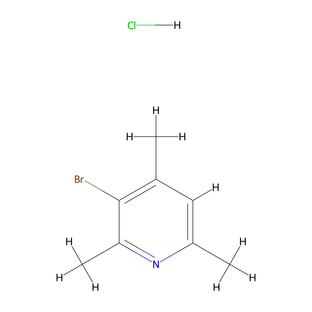 3-Bromo-2,4,6-trimethylpyridine hcl molecular structure, CAS 2444686-56-8