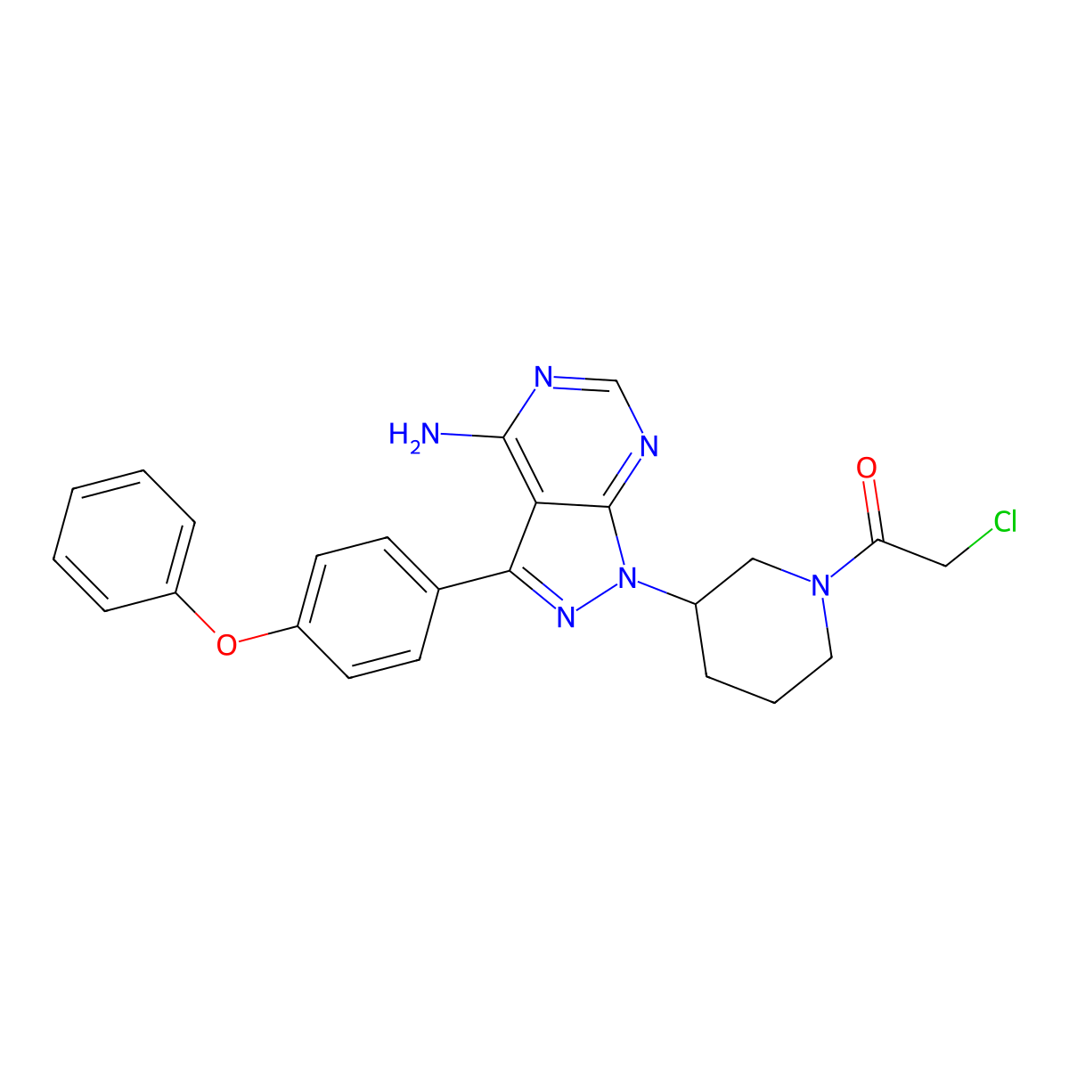 (R)-1-(3-(4-Amino-3-(4-phenoxyphenyl)-1H-pyrazolo[3,4-d]pyrimidin-1-yl)piperidin-1-yl)-2-chloroethanone molecular structure, CAS 2444702-76-3