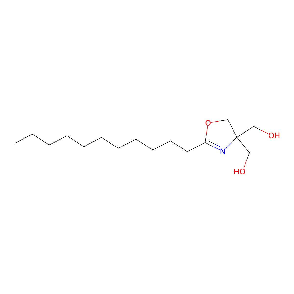 2-Undecyl-2-oxazoline-4,4-dimethanol molecular structure, CAS 24448-01-9