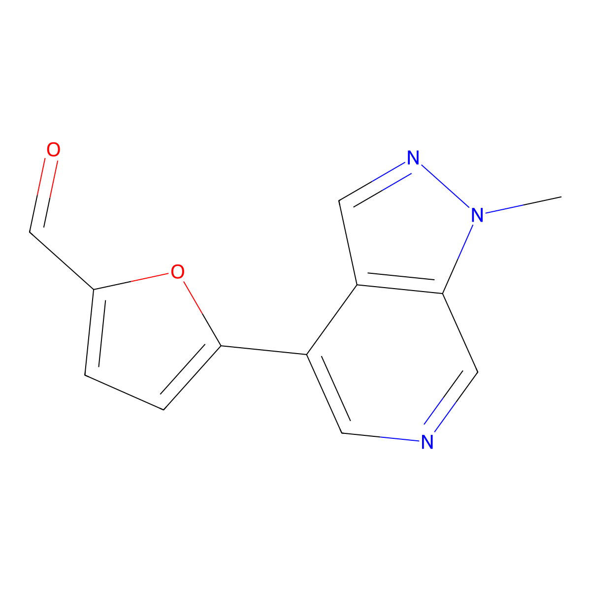 5-{1-methyl-1H-pyrazolo[3,4-c]pyridin-4-yl}furan-2-carbaldehyde molecular structure, CAS 2444875-91-4