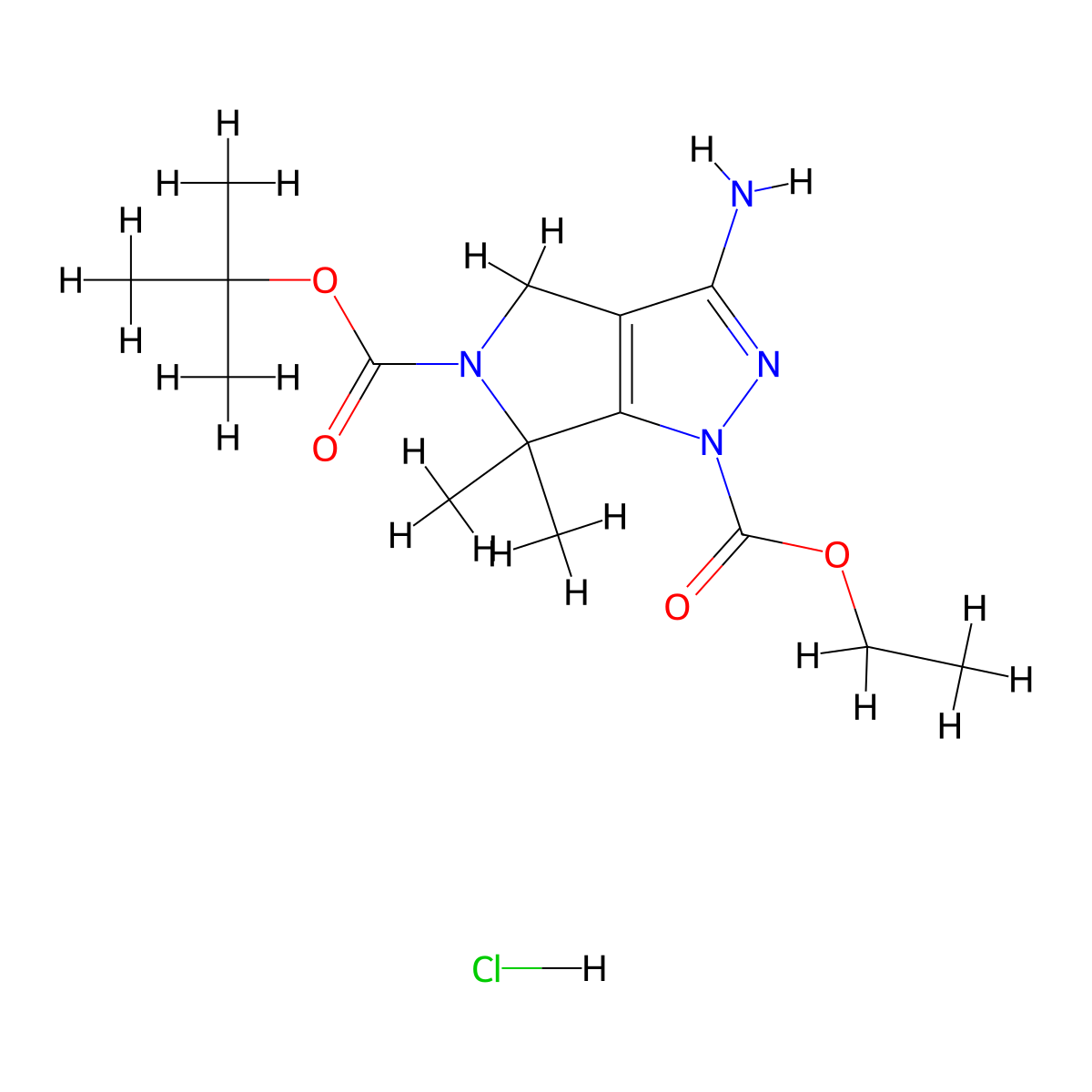 5-(tert-Butyl) 1-ethyl 3-amino-6,6-dimethyl-4,6-dihydropyrrolo[3,4-c]pyrazole-1,5-dicarboxylate hydrochloride molecular structure, CAS 2444880-17-3