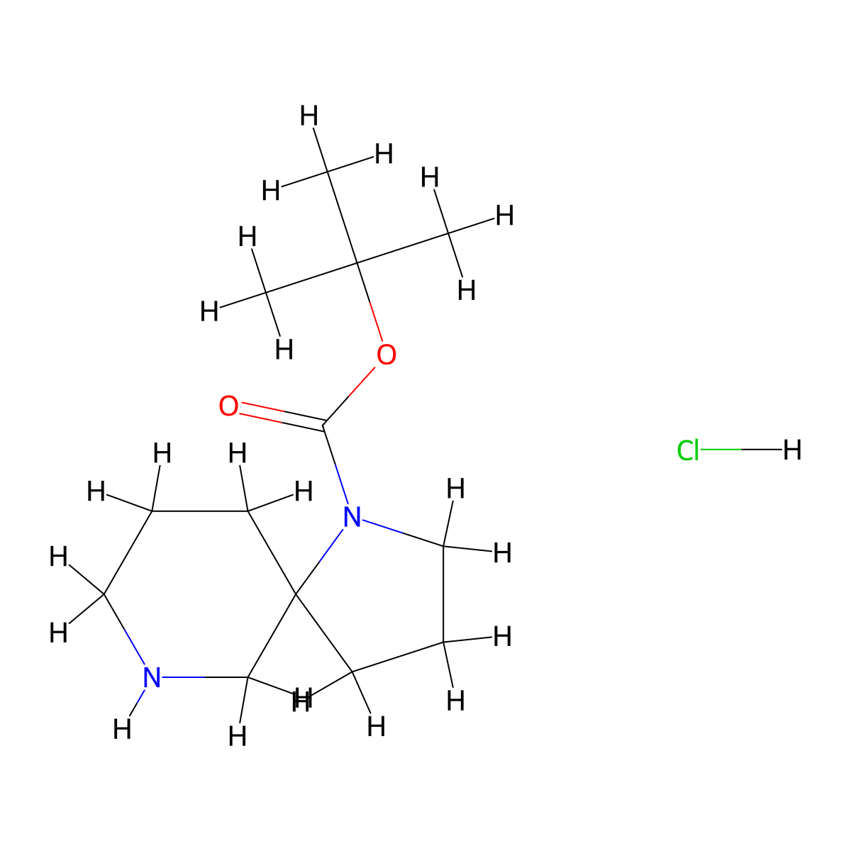 Tert-butyl 1,7-diazaspiro[4.5]decane-1-carboxylate hydrochloride molecular structure, CAS 2444880-45-7