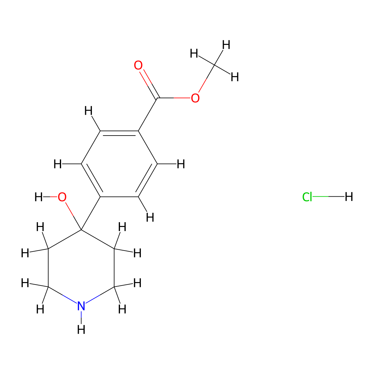 Methyl 4-(4-hydroxypiperidin-4-yl)benzoate hydrochloride molecular structure, CAS 2444880-53-7
