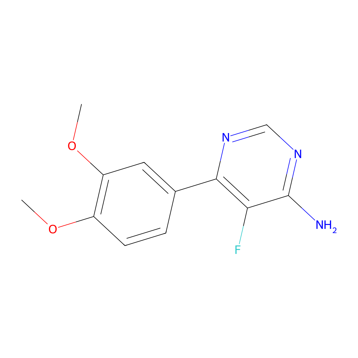 6-(3,4-Dimethoxyphenyl)-5-fluoropyrimidin-4-amine molecular structure, CAS 2444902-27-4