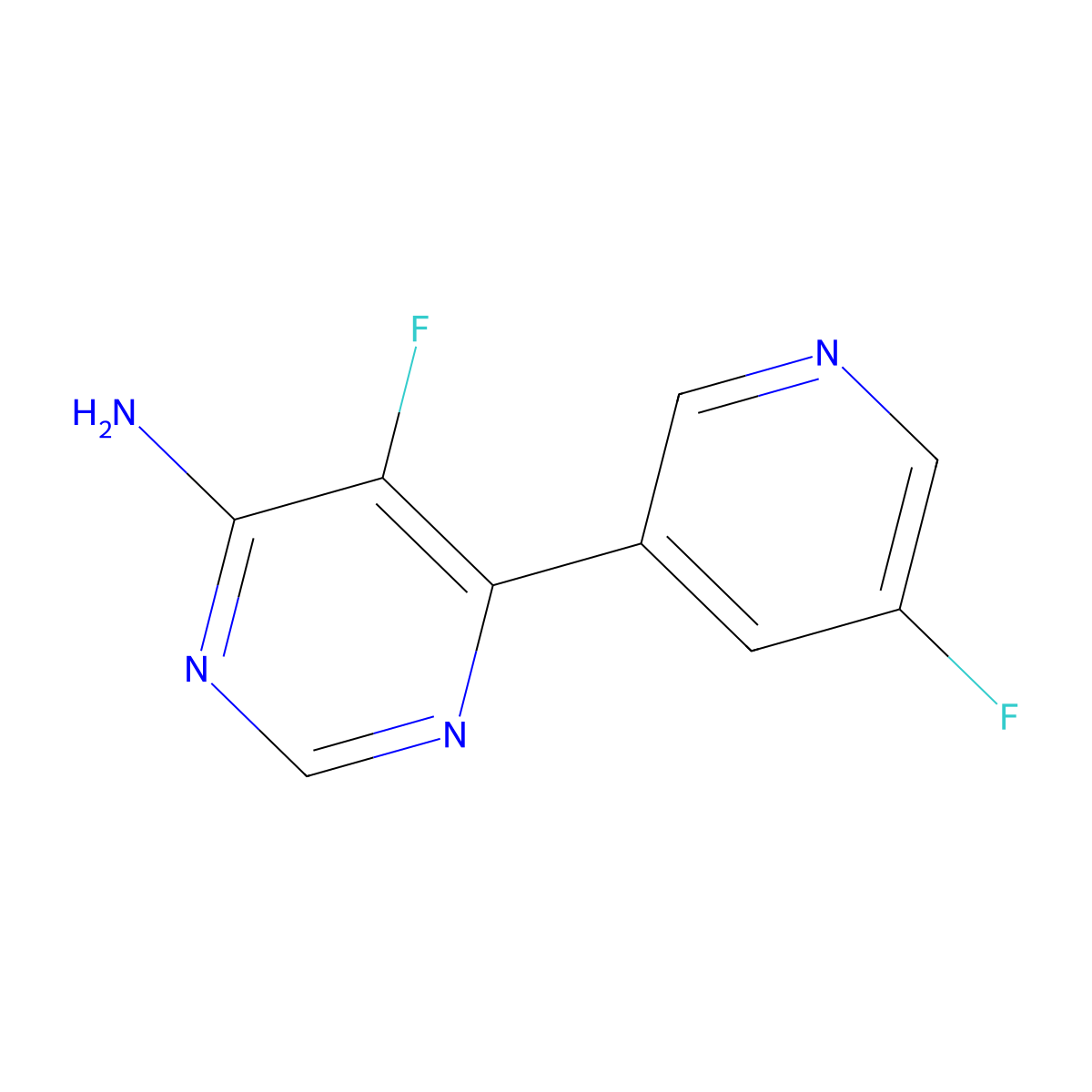 5-Fluoro-6-(5-fluoropyridin-3-yl)pyrimidin-4-amine molecular structure, CAS 2444903-22-2