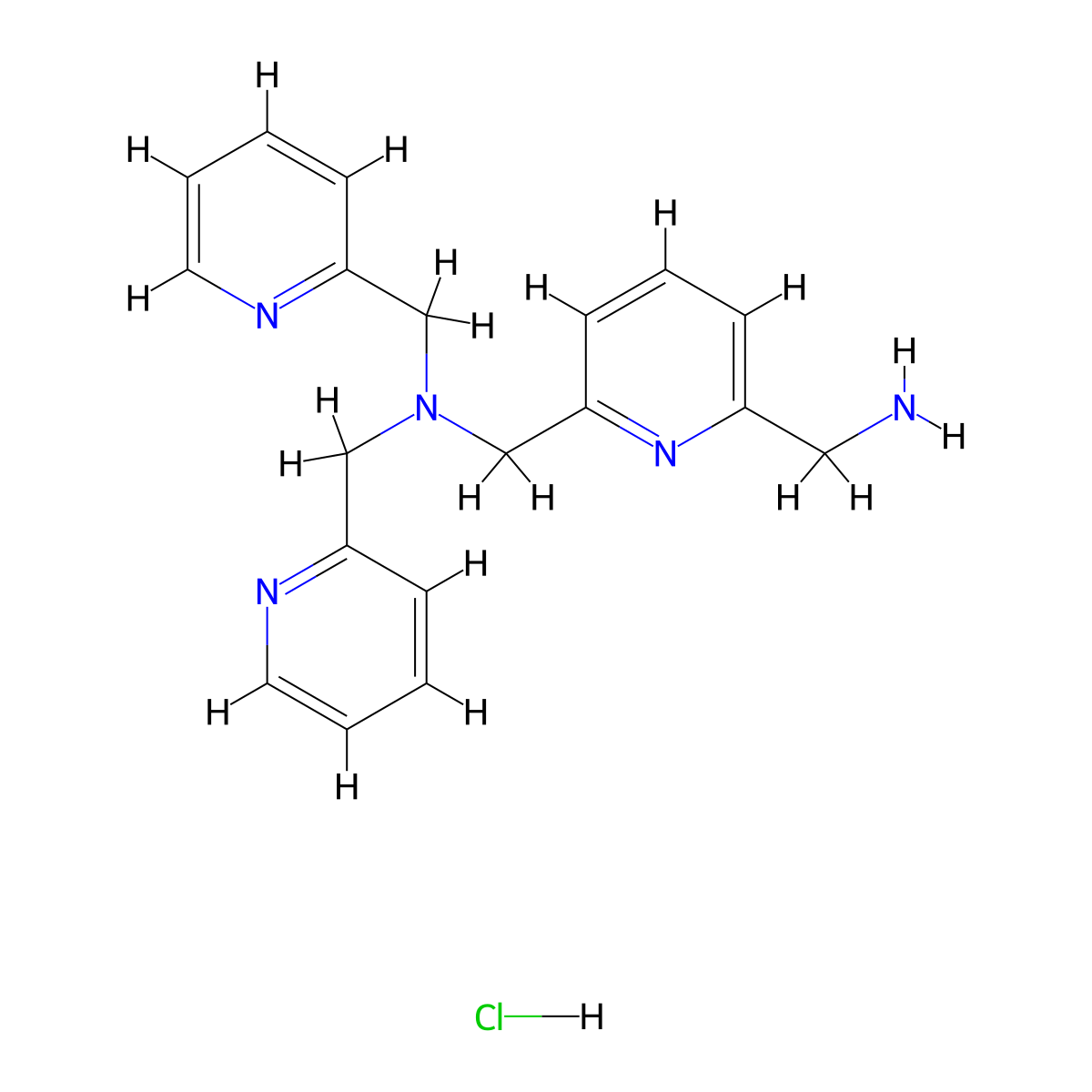 1-(6-(Aminomethyl)pyridin-2-yl)-N,N-bis(pyridin-2-ylmethyl)methanamine hydrochloride molecular structure, CAS 2444919-32-6