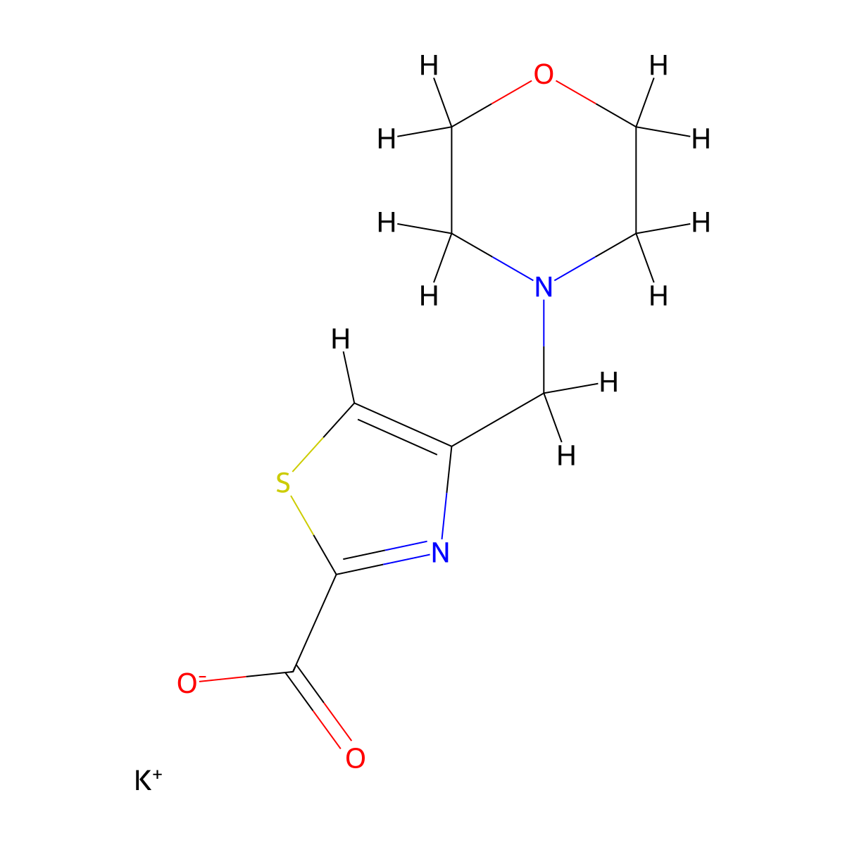 Potassium 4-[(morpholin-4-yl)methyl]-1,3-thiazole-2-carboxylate molecular structure, CAS 2444920-99-2