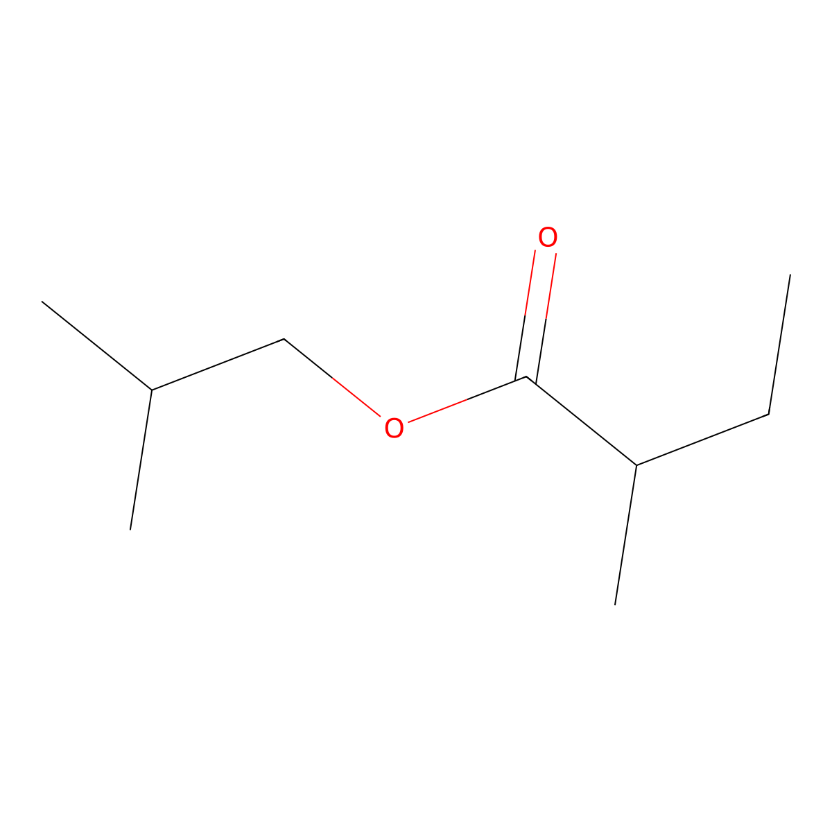 Isobutyl 2-methylbutyrate molecular structure, CAS 2445-67-2