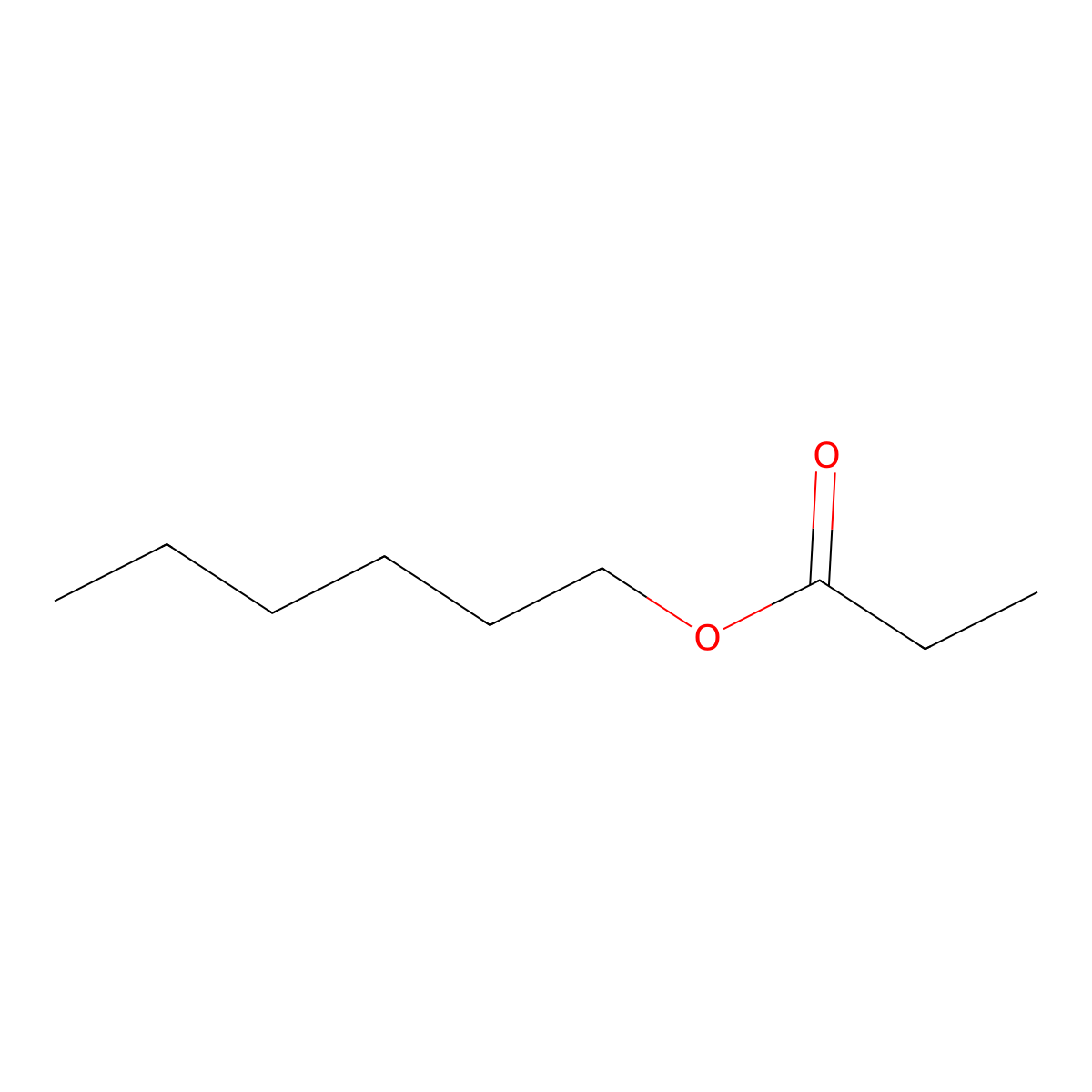 Hexyl propionate molecular structure, CAS 2445-76-3